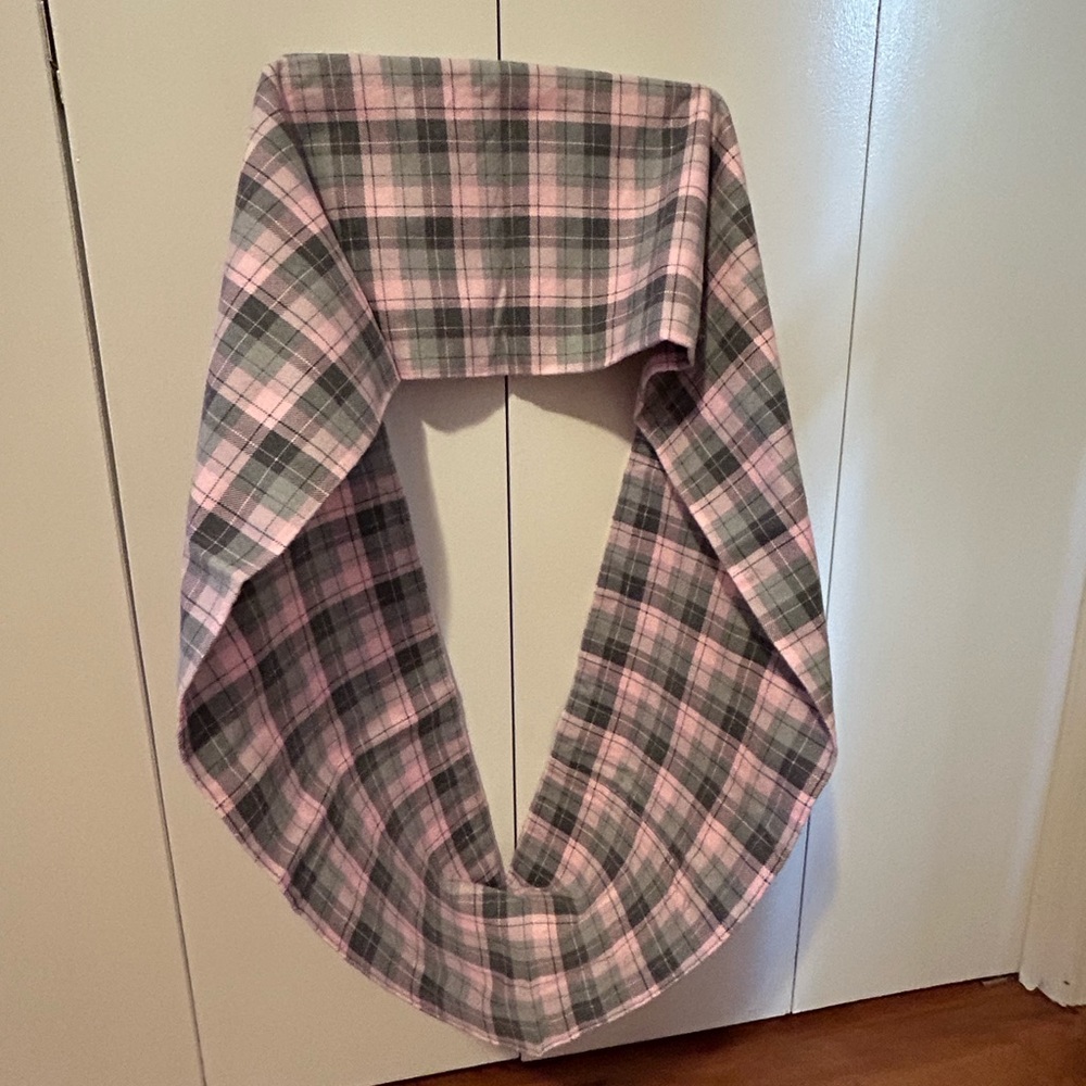 Infinity Scarf Pink Gray Plaid- One Size